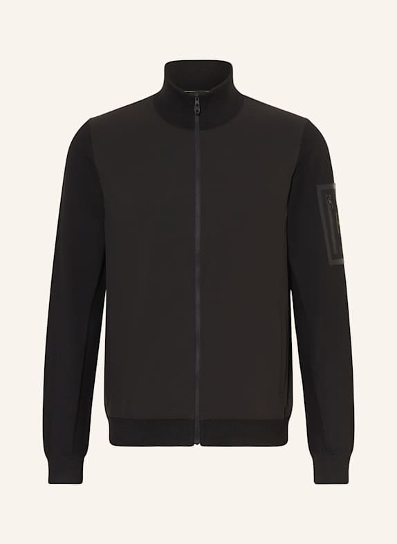 BOSS MOMENTUM cardigan in a material mix with merino wool BLACK