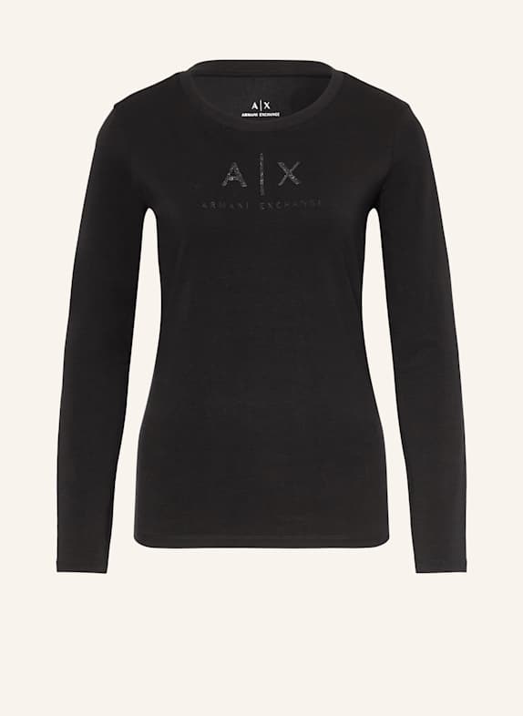 ARMANI EXCHANGE Longsleeve mit Schmucksteinen SCHWARZ