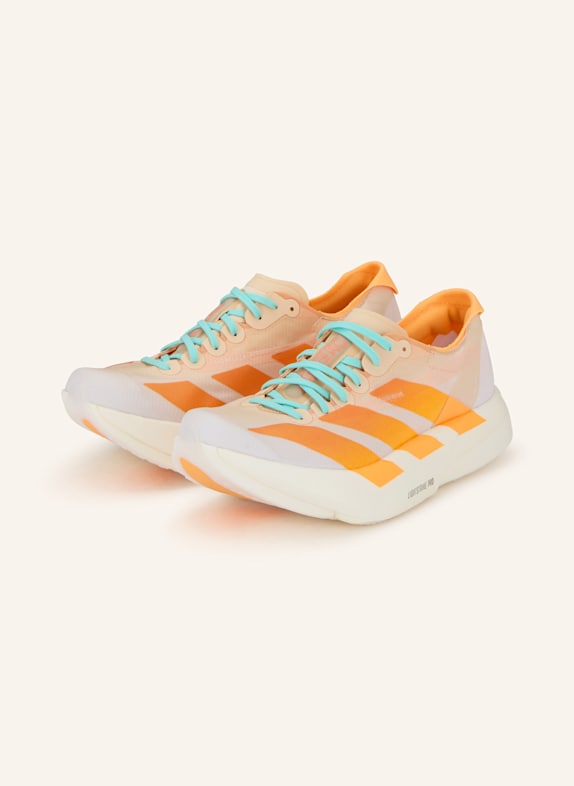 adidas Buty do biegania ADIZERO ADIOS PRO 4 ECRU/ JASKRAWY POMARAŃCZOWY/ TURKUSOWY