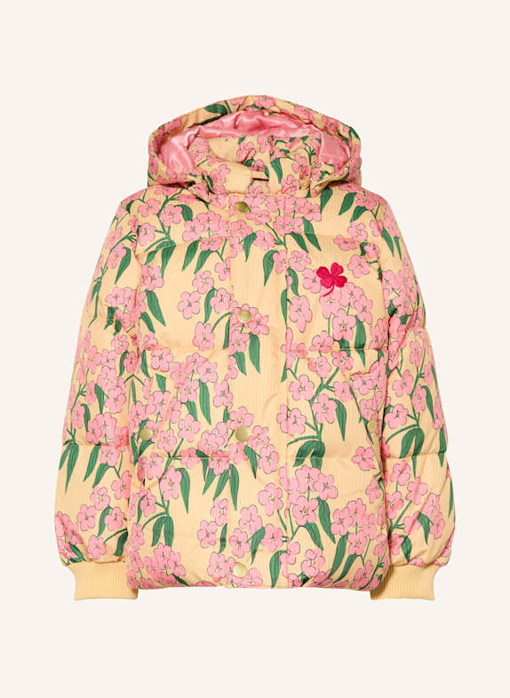 mini rodini Steppjacke mit abnehmbarer Kapuze GELB/ ROSA