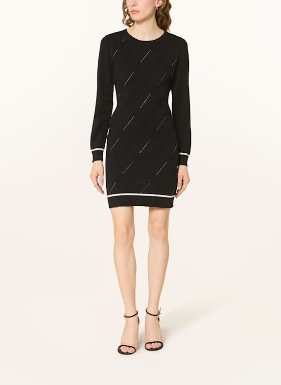 LIU JO Strickkleid mit Schmucksteinen SCHWARZ