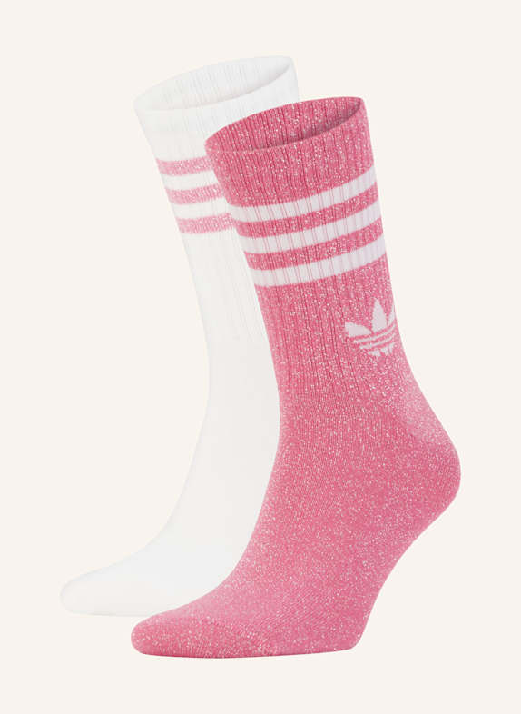 adidas Originals 2er-Pack Socken 3-STREIFEN GLITTER CREW mit Glitzergarn PNKFUS/WHITE