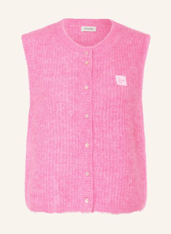 American Vintage Kamizelka z dzianiny EAST z alpaką MOCNORÓŻOWY