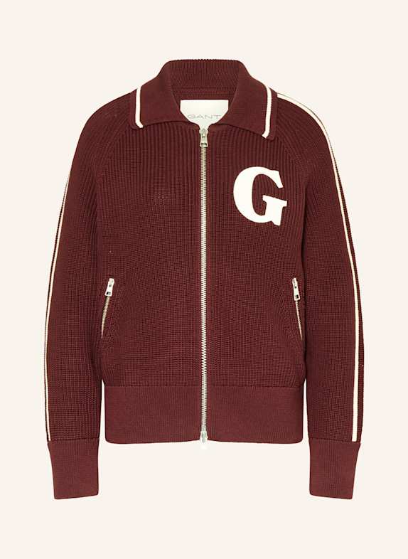 GANT Strickjacke DUNKELROT / CREME
