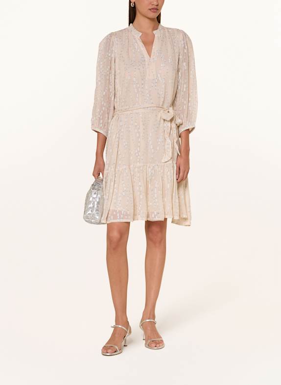 Part Two Kleid TANNIE mit Glitzergarn und 3/4-Arm WEISS / SILBER