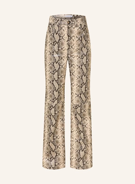 MRS & HUGS Joggingbroek in leerlook BEIGE/ ZWART