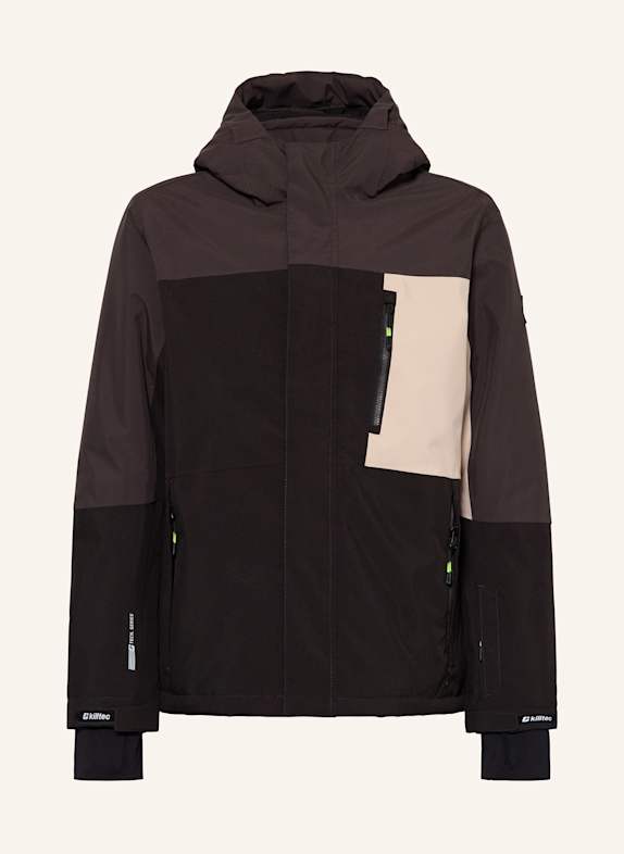 killtec Veste de ski KSW 200 NOIR/ GRIS FONCÉ/ MARRON CLAIR