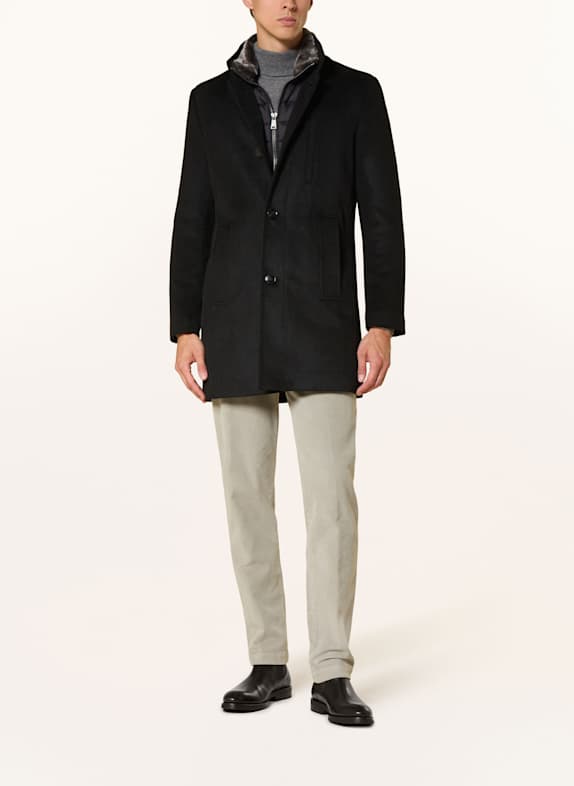 STROKESMAN'S Mantel mit herausnehmbarer Blende SCHWARZ