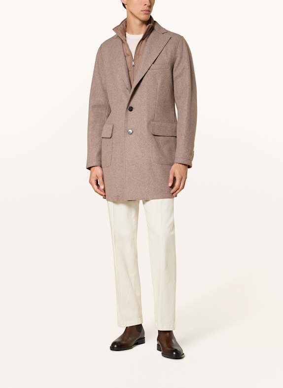 STROKESMAN'S Mantel mit herausnehmbarer Blende HELLBRAUN