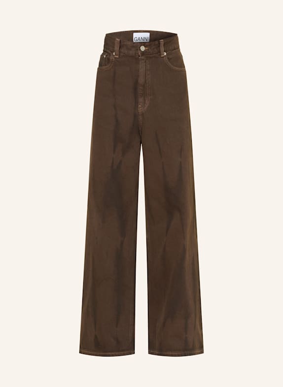 GANNI Wide leg jeans DARK BROWN