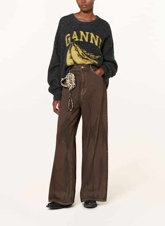GANNI Wide Leg Jeans DUNKELBRAUN