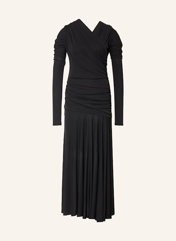 GANNI Jerseykleid in Wickeloptik SCHWARZ