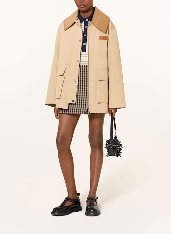 GANNI Oversized-Jacke DUNKELGELB / HELLBRAUN