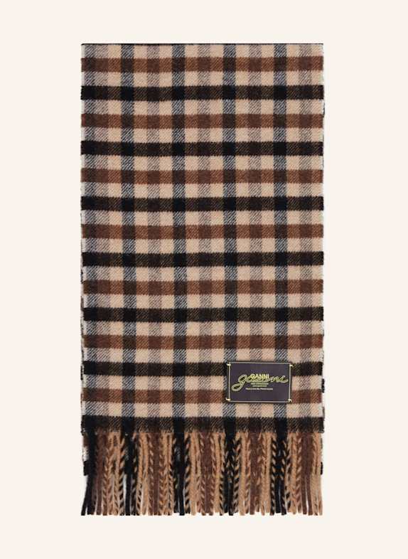 GANNI Schal HELLBRAUN/ BRAUN/ DUNKELBLAU