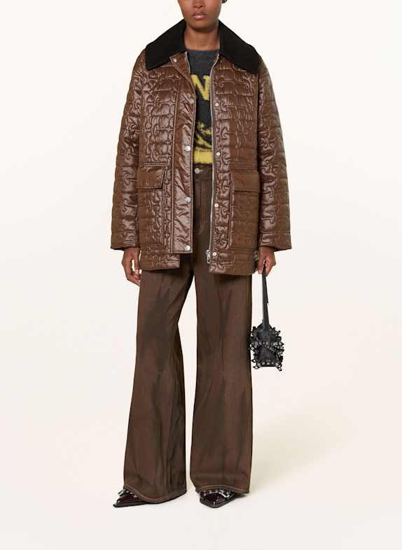 GANNI Oversized-Steppjacke DUNKELBRAUN / SCHWARZ