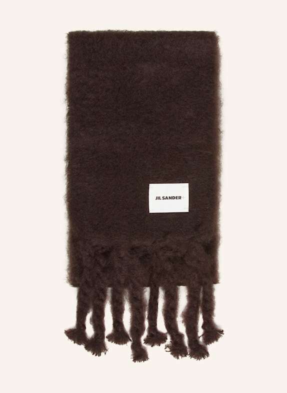 JIL SANDER Mohair-Schal DUNKELBRAUN
