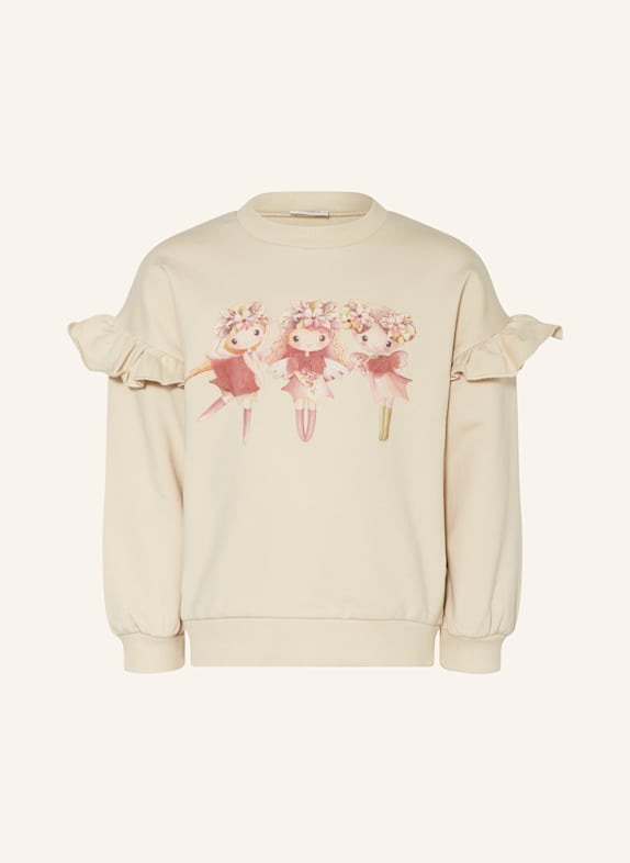 HUST and CLAIRE Mikina HCSICILIA s volánky a ozdobnými kamínky BÉŽOVÁ / STARORŮŽOVÁ / ZLATÁ