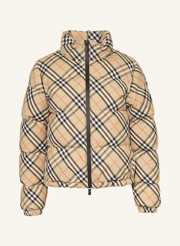 BURBERRY Péřová bunda BÉŽOVÁ/ ČERNÁ/ ČERVENÁ