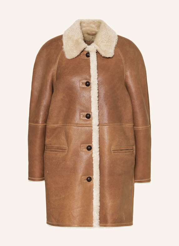 ISABEL MARANT Ledermantel BERTHIE COGNAC / ECRU