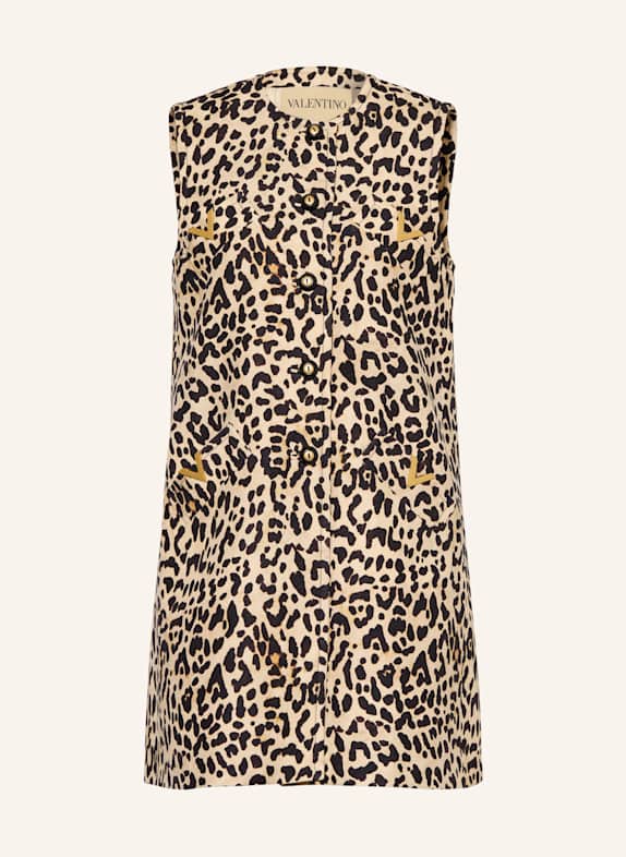 VALENTINO Etuikleid mit Seide BEIGE / SCHWARZ