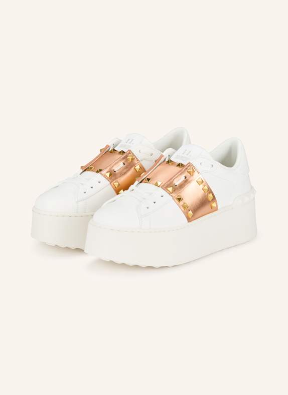 VALENTINO GARAVANI Sneakers ROCKSTUD UNTITLED with rivets WHITE/ ROSE GOLD
