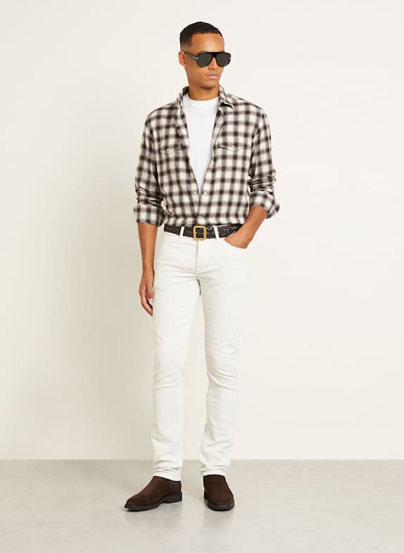 TOM FORD Overhemd Regular Fit GRIJS / BRUIN / ECRU