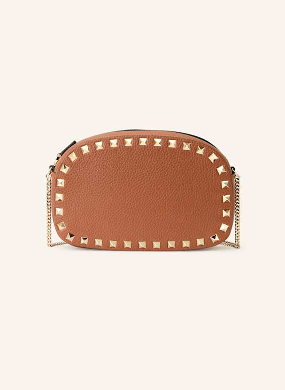 VALENTINO GARAVANI Crossbody bag ROCKSTUD MINI with rivets BROWN