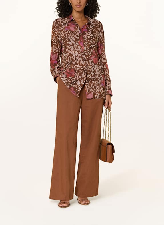 ELENA MIRO Hemdbluse BRAUN / BEIGE / ROT