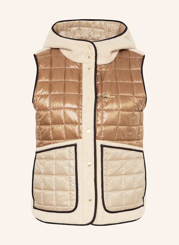 Fay Steppweste im Materialmix BEIGE / CREME / SCHWARZ