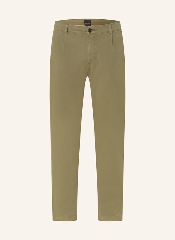BOSS Chino PLEATED Relaxed Tapered Fit OLIVE