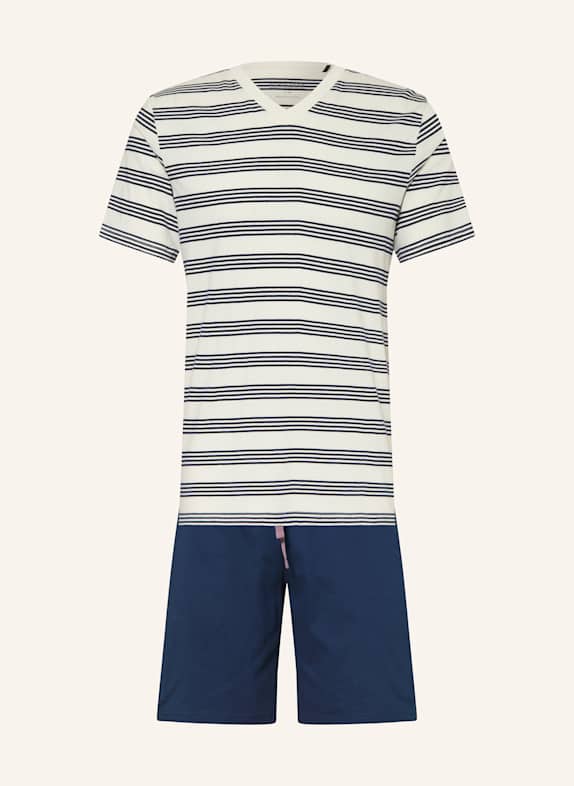 SCHIESSER Shorty-Schlafanzug CASUAL NIGHTWEAR DUNKELBLAU / ECRU