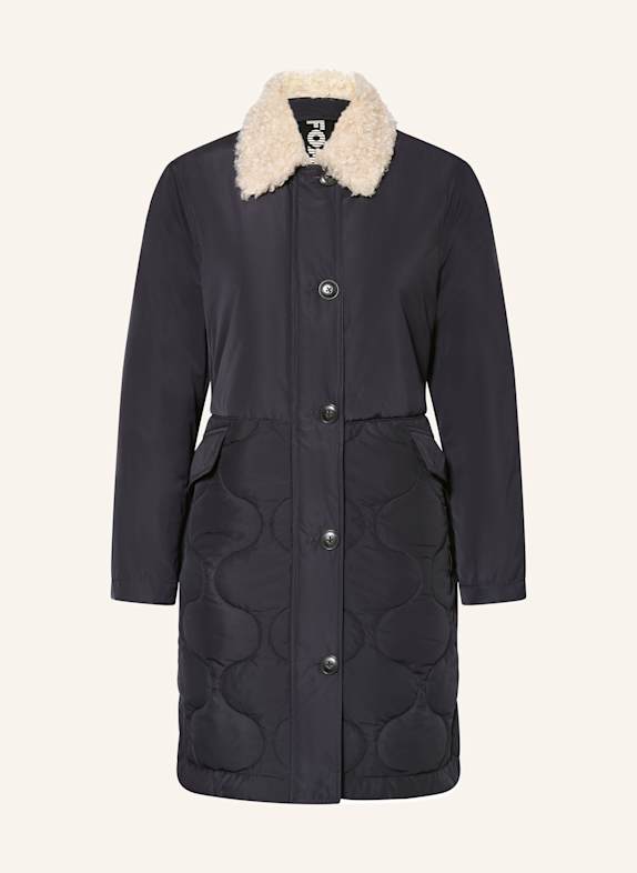 FUCHS SCHMITT Prošívaný kabát s umělou kožešinou TMAVĚ MODRÁ