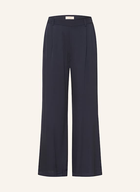 IVI collection Wide leg trousers made of silk DARK BLUE
