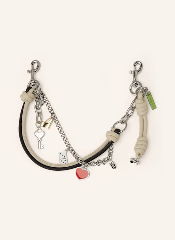 MARC JACOBS Taschenanhänger THE MINI ICON CHAIN CHARM SCHWARZ / CREME / SILBER