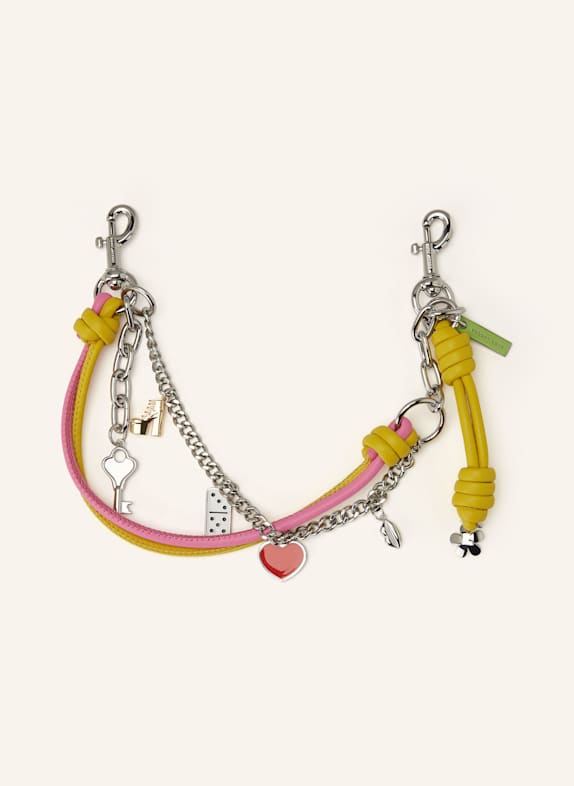 MARC JACOBS Taschenanhänger THE MINI ICON CHAIN CHARM GELB / PINK / SILBER