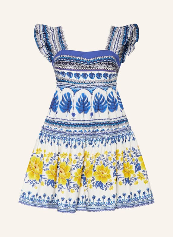 FARM RIO Kleid ZULI mit Rüschen BLAU / WEISS / GELB