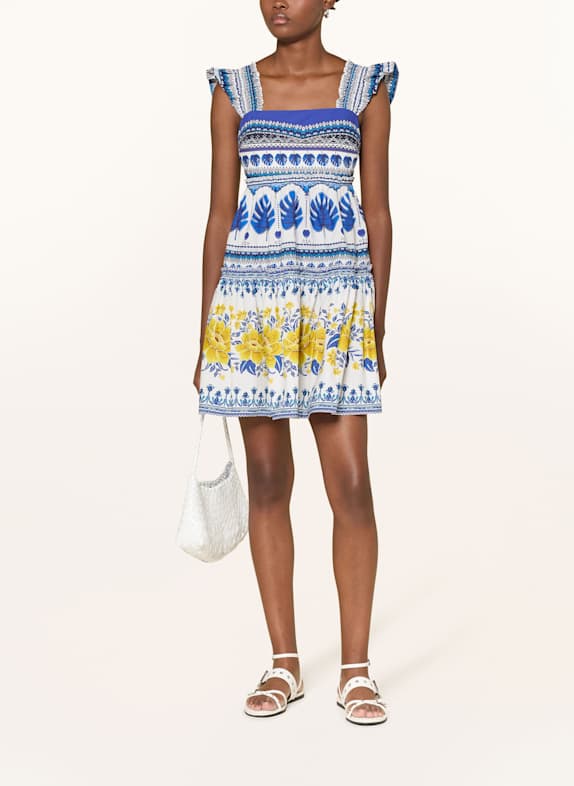 FARM RIO Kleid ZULI mit Rüschen BLAU / WEISS / GELB