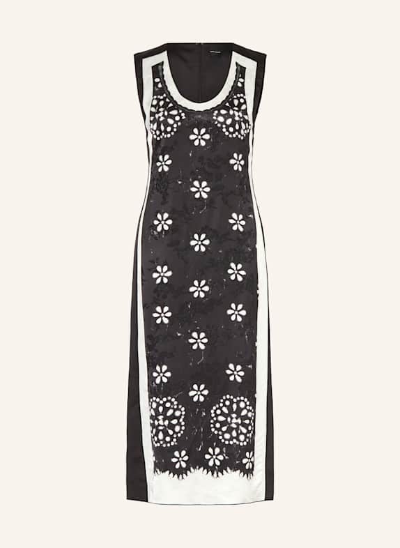 MARC JACOBS Satinkleid TROMPE LOEIL EYELET SCHWARZ / WEISS