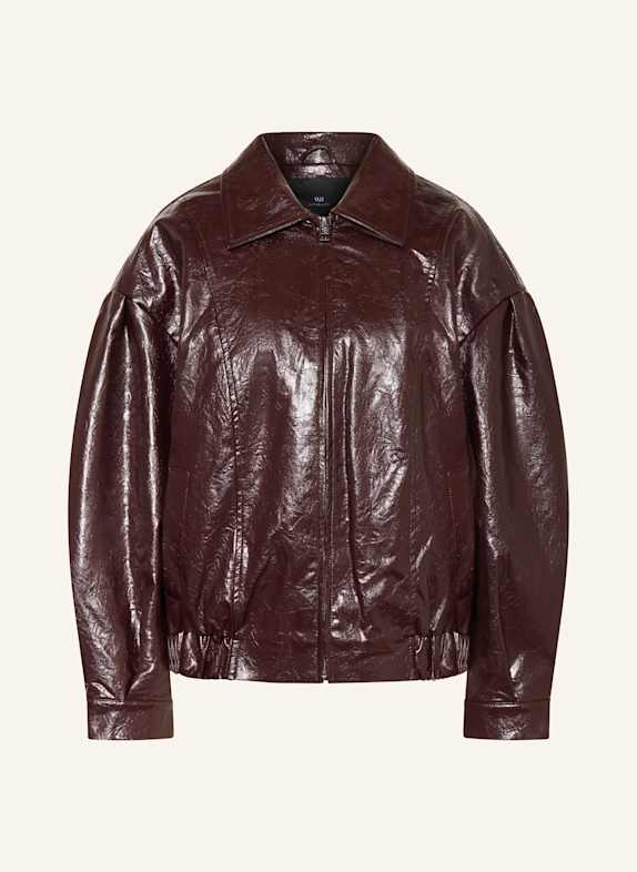 WITHBLACK Bluzon GILIAN z imitacji skóry CIEMNOBRĄZOWY