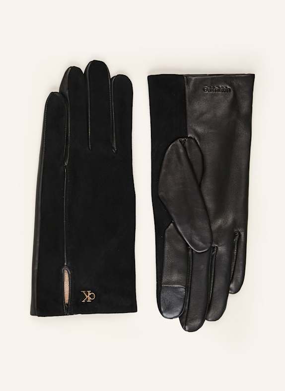 Calvin Klein Lederhandschuhe mit Touchscreen-Funktion SCHWARZ