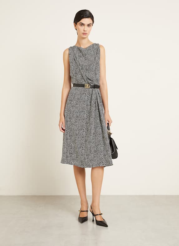 DOLCE & GABBANA Silk dress ECRU/ BLACK