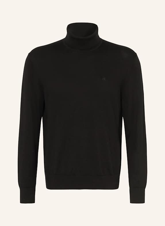 Calvin Klein Rollkragenpullover aus Merinowolle SCHWARZ