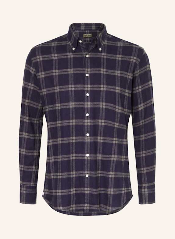 ARTIGIANO Flanellhemd Classic Fit DUNKELBLAU / BEIGE