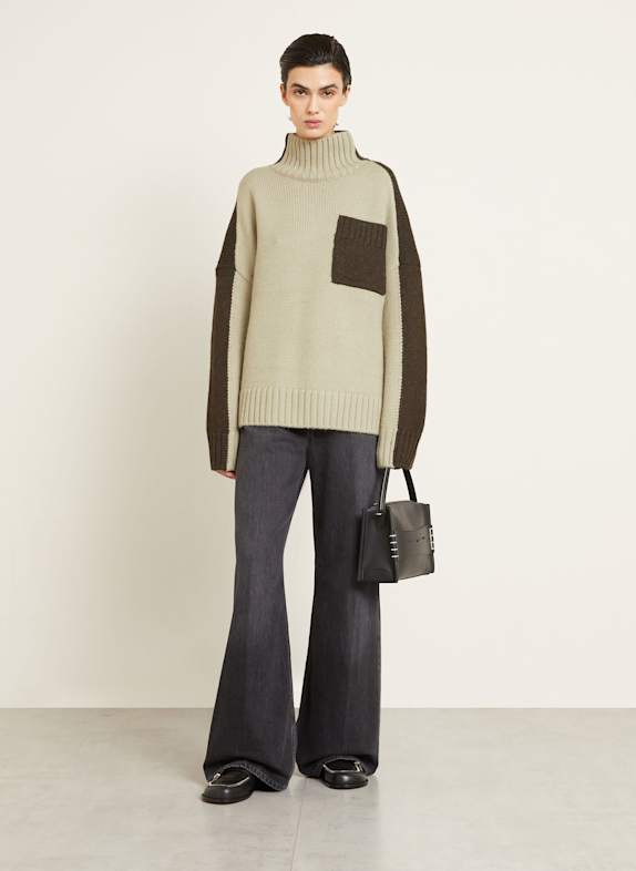 JW ANDERSON Trui met col en alpaca MARRON FONCÉ / CRÈME