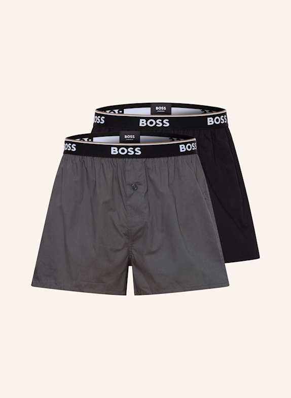 BOSS 2er-Pack Web-Boxershorts SCHWARZ/ KHAKI