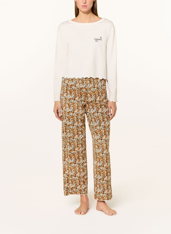 HUGO Schlafhose CASUAL COGNAC / CREME / SCHWARZ