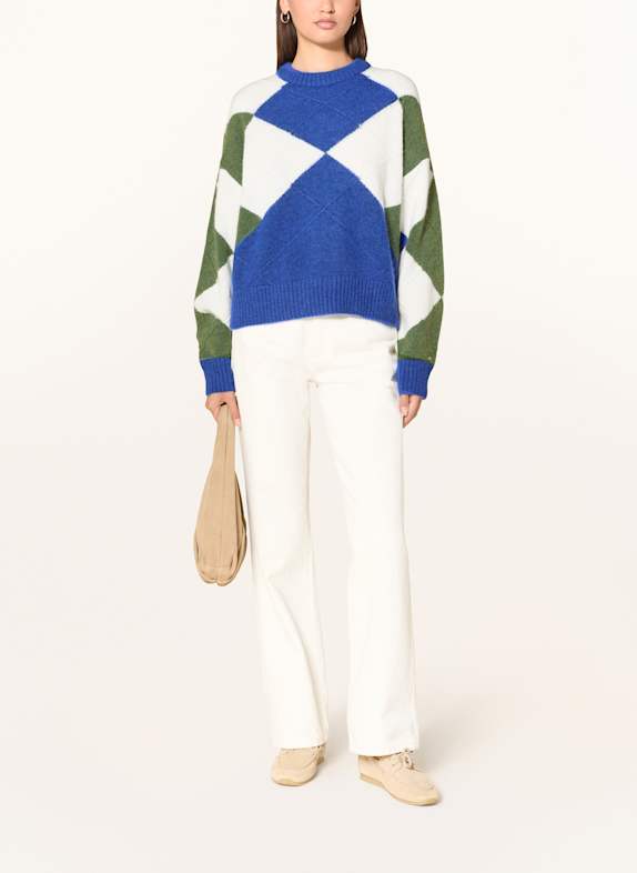 TOMMY HILFIGER Trui met alpaca BLAUW / DONKERGROEN / WIT