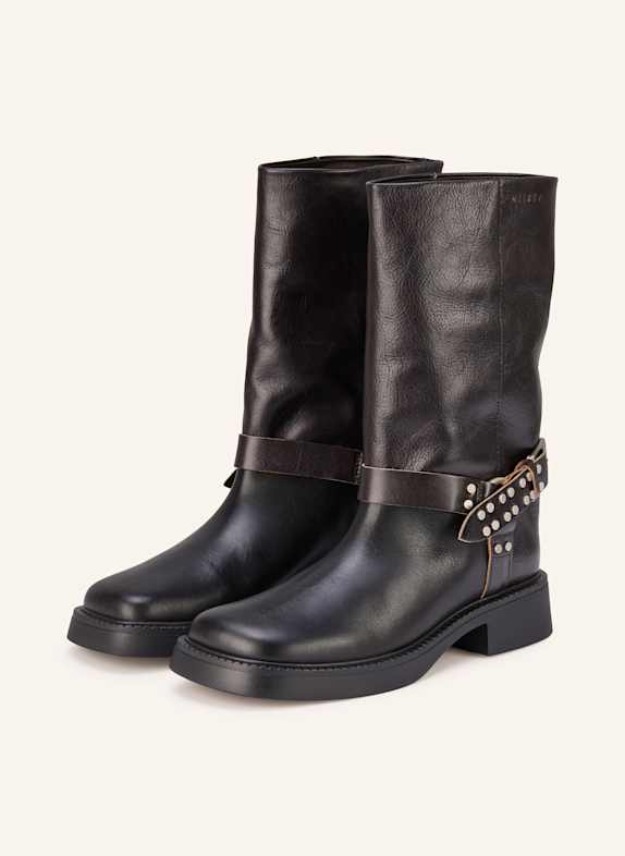 MIISTA Biker Boots MAITEA mit Nieten SCHWARZ/ SILBER