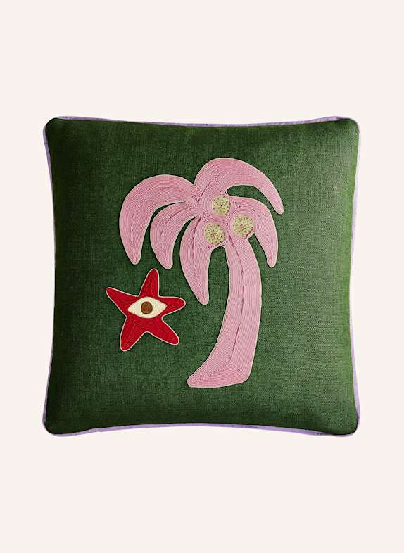 JONATHAN ADLER Dekokissen PALM TREE GRÜN / ROSA / ROT