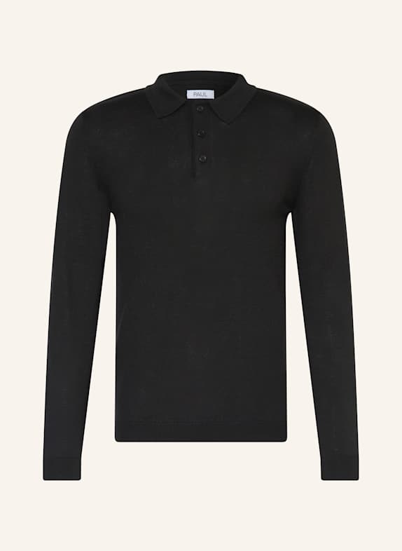 PAUL Strick-Poloshirt SCHWARZ
